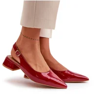 Baleriny - Lakierowane Baleriny Na Niskim Obcasie Z Noskami W Szpic Anarinne czerwone - Inna marka - miniaturka - grafika 1