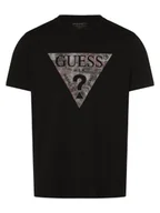 Koszulki męskie - GUESS T-shirt męski Mężczyźni Bawełna czarny nadruk, S - miniaturka - grafika 1