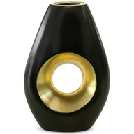 Wazony i flakony - Wazon Dekoracyjny Ceramiczny Mira 17X8X25 Czarny + Złoty - miniaturka - grafika 1