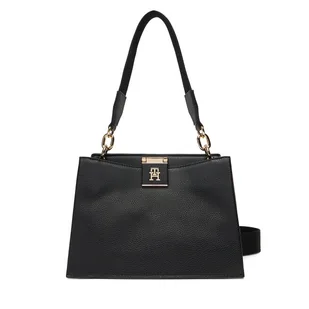 Torebka Tommy Hilfiger Th Her Med Satchel AW0AW17722 Czarny - Torebki damskie - miniaturka - grafika 1