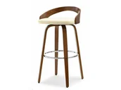 Taborety i hokery - Designerski Hoker Barowy Z Drewan Nr 38 Orzech Krem - miniaturka - grafika 1