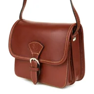 Torebki damskie - Koniakowa Beltimore Damska Skórzana Mała Torebka Listonoszka K66 brązowy, beżowy - miniaturka - grafika 1