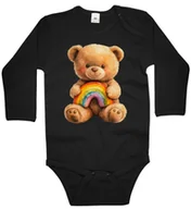 Body dla niemowląt - Body dziecięce Brązowy Wesoły Miś Z Tęczą Na Kolanach Dzień Misia 86/92 - miniaturka - grafika 1