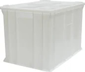 Pojemniki przemysłowe - Artech Pojemnik transportowy EURO 410 z pokrywą, dno i ścianki pełne wym. 600 x 400 x 410 mm biały - miniaturka - grafika 1