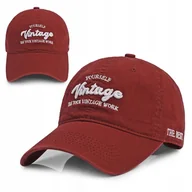 Czapki i chusty sportowe męskie - Czapka z daszkiem VINTAGE bejsbolówka CZERWONA bawełniana Pako Jeans - miniaturka - grafika 1