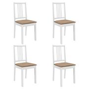 Krzesła - vidaXL Krzesła z poduszkami, 4 szt., białe, lite drewno kauczukowca - miniaturka - grafika 1