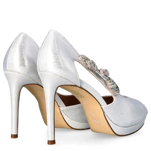 Szpilki z odkrytymi palcami - MENBUR 23822 SREBRNE - Czółenka - miniaturka - grafika 3