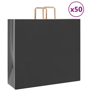 vidaXL Torby papierowe 50 szt. z uchwytami Czarne 54x15x49 cm - Zestawy upominkowe - miniaturka - grafika 1