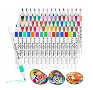 Zabawki interaktywne dla dzieci - MARKERY AKRYLOWE PISAKI MAZAKI FLAMASTRY do KAMIENI UBRAŃ WODOODPORNE 60szt - miniaturka - grafika 1