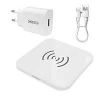 Ładowarki do telefonów - Choetech zestaw ładowarka bezprzewodowa Qi 10W do telefonu słuchawek czarny (T511-S) + Q5003 wall charger European standard white + AB cable 1.2m white - miniaturka - grafika 1