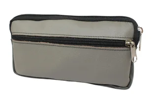 Skórzane Etui Na Telefon Płaska Saszetka SZARY Na Pasek Z Suwakiem Polska Galanteria (PL) Na Smartfona 18,5 x 10,5 x 1.5 [cm] - Torby męskie - miniaturka - grafika 1