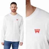 Koszulki męskie - Wrangler LS SIGN OFF TEE BIAŁA KOSZULKA DŁUGI RĘKAW MAŁE LOGO REGULAR XXL - miniaturka - grafika 1