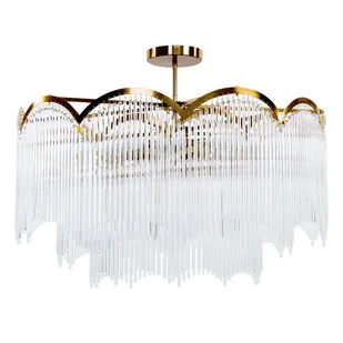 Eurofirany Lampa wisząca sufitowa Salma 80x60 biała złota - Lampy ogrodowe - miniaturka - grafika 1