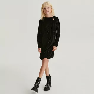 Sukienki i spódniczki dla dziewczynek - Reserved - Błyszcząca sukienka - Czarny - grafika 1