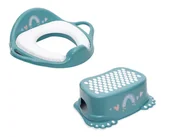 Nocniki - Zestaw Nakładka Miękka Na Sedes Do Toalety Podnóżek Podest Tęcza Turkusowa - miniaturka - grafika 1