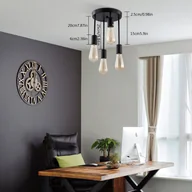 Lampy sufitowe - Lampa wisząca E27 lampa sufitowa kuchnia metalowy żyrandol bez źródła światła czarny - miniaturka - grafika 1