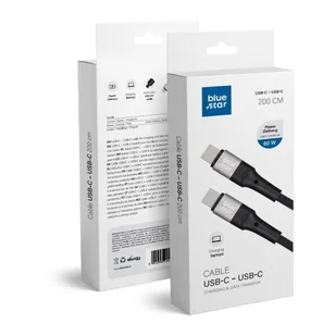 Kabel Blue Star z oplotem ze złączem USB C do USB C 3A 60W 2m - Kable USB - miniaturka - grafika 1