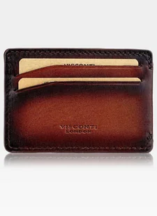 Etui Cardholder Męskie Skórzane Visconti Na Karty Slim Ciemny Burgund - Portfele - miniaturka - grafika 1