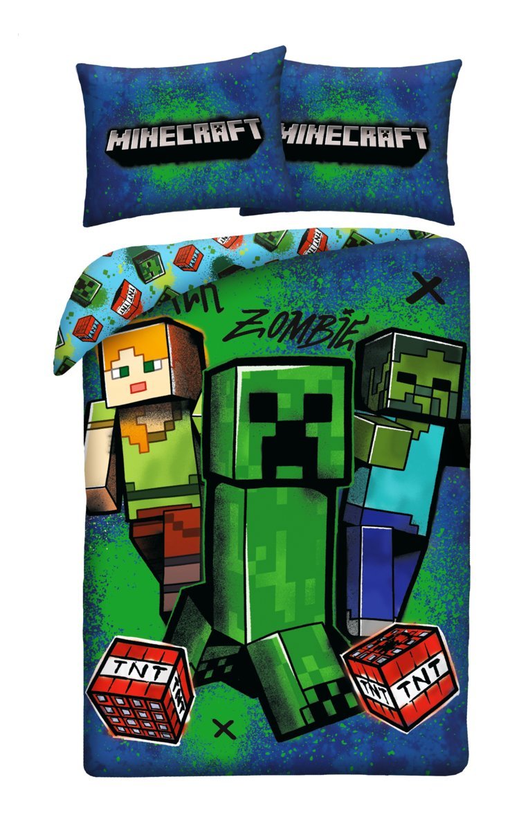 Pościel dziecięca Minecraft 140 x 200 cm Halantex Steve Creeper Mikrofibra