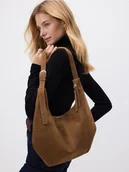 Torebki damskie - Reserved - Zamszowa torebka hobo - beżowy - miniaturka - grafika 1