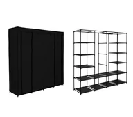 Szafy - Szafa tekstylna z półkami OLENA czarna - miniaturka - grafika 1