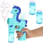 Bańki mydlane - Urwiskowo, pistolet do baniek mydlanych jednorożec- niebieski - miniaturka - grafika 1