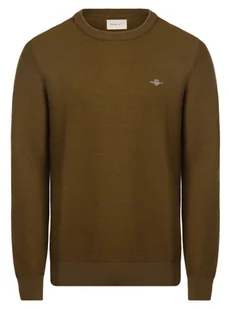 Gant Sweter z dodatkiem wełny merino Mężczyźni Bawełna zielony marmurkowy, M - Swetry męskie - miniaturka - grafika 1