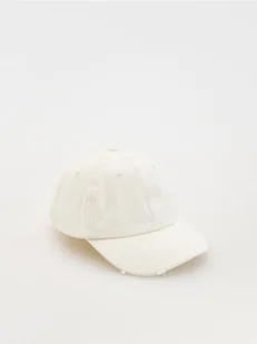 Reserved - Czapka z daszkiem z haftem - złamana biel - Czapki damskie - miniaturka - grafika 1