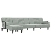 Narożniki - Sofa rozkładana L, jasnoszara, 260x140x70 cm, aksa - miniaturka - grafika 1