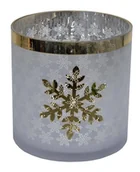 Świeczniki - Świecznik szklany ze złotą śnieżynką duży - miniaturka - grafika 1