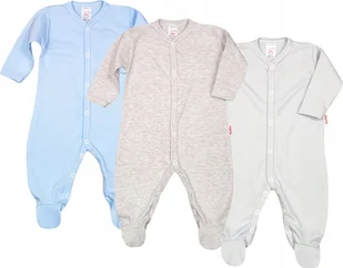 Pajac 3-pak Bawełna ORGANIC GOTS Jasny niebieski/Melanż/Popiel r 86 KLEKLE - Pajacyki dla niemowląt - miniaturka - grafika 1