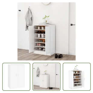 The Living Store Szafka na buty biała 60x35x92 cm Materiał drewnopochodny - Szafki na buty - miniaturka - grafika 1