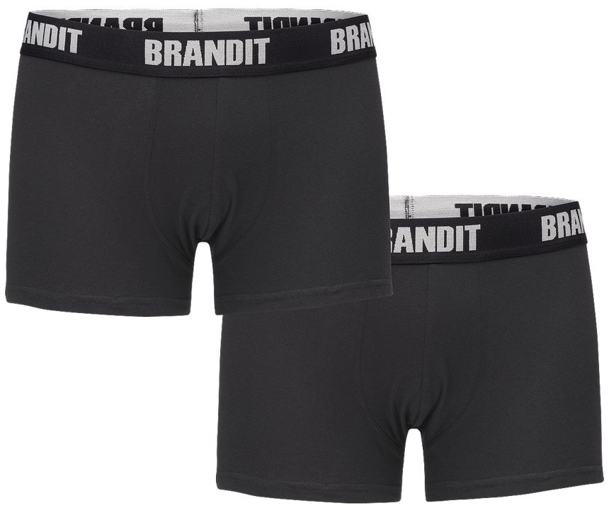 Bokserki Brandit Logo - 2 Pary Black + Black-S