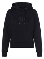 Bluzy damskie - Gant Damska bluza z kapturem Kobiety Bawełna niebieski jednolity, S - miniaturka - grafika 1