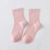 Skarpetki damskie - Skarpety gładkie w pastelowe kolory - Pink - miniaturka - grafika 1