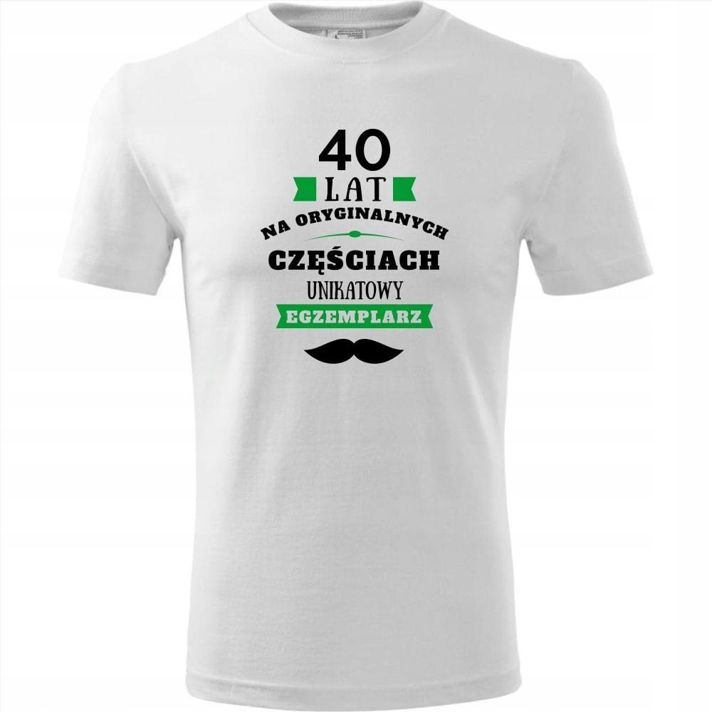 Męska Koszulka Nadruk 40 lat na oryginalnych częściach Prezent Urodziny biały 3XL