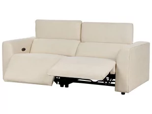 Sofa z elektryczną funkcją relaksu z ładowarką sztruksowa beżowa ULVEN - Sofy i kanapy - miniaturka - grafika 9