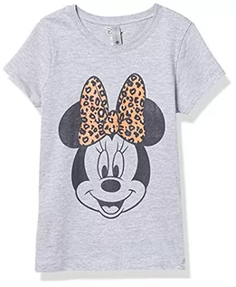 Koszulki dla dziewczynek - Fifth Sun Postacie Disneya nowoczesna koszulka dziewczęca z twarzą Minnie Leopard Heather Crew, Athletic Heather, XS - grafika 1