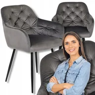Krzesła - Krzesło Welurowe Szare Do Salonu Toaletki Jadalni Loft Velvet Glamour Viki - miniaturka - grafika 1