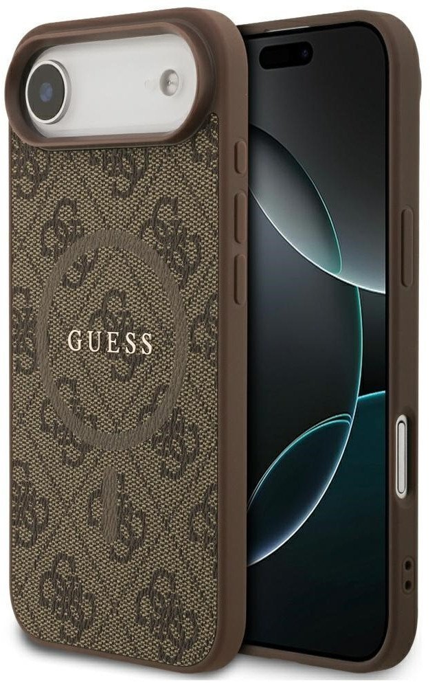 Etui Guess 4G Ring Classic Logo MagSafe do iPhone 17 Air, brązowe