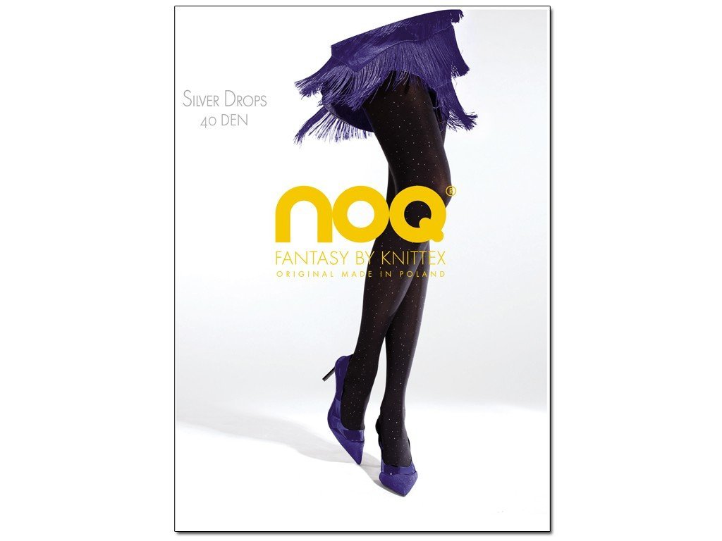 Czarne rajstopy w srebrne kropki 40den Nero 3