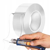 Folie i taśmy malarskie - Długa dwustronna taśma mocna samoprzylepna 5m nano wielokrotnego użytku - miniaturka - grafika 1