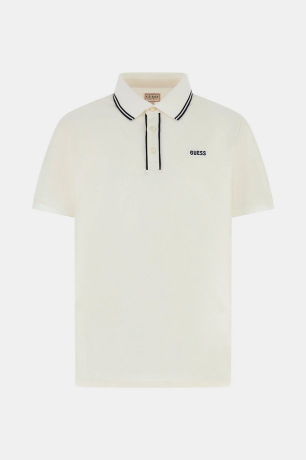 Koszulka polo męskie guess polo piquet crema altro