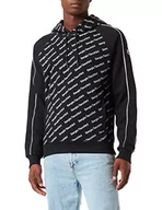 Bluzy męskie - Sergio Tacchini Ripetizione męska bluza z kapturem, czarny/biały, XL - miniaturka - grafika 1