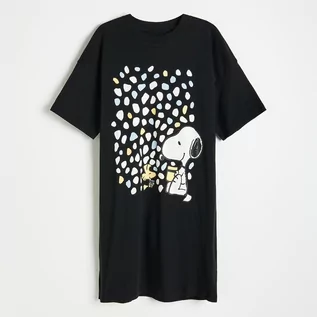 Piżamy damskie - Snoopy Reserved Reserved - Koszula nocna Czarny - grafika 1