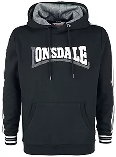 Lonsdale Męska bluza z kapturem Ebford, czarny/biały/szary., M - Bluzy męskie - miniaturka - grafika 1
