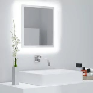 vidaXL Lumarko Lustro łazienkowe LED, wysoki połysk, białe, 40x8,5x37cm, płyta 804913 - Lustra - miniaturka - grafika 1