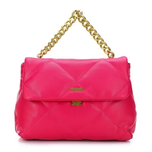 Torebka kuferek z miękkiej ekoskóry pikowana na łańcuszku różowa - Torebki damskie - miniaturka - grafika 1