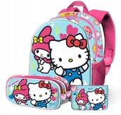 Plecaki - Hello Kitty Plecak Na Wycieczki Dziecięcy 3D Premium Piórnik Portfel - miniaturka - grafika 1