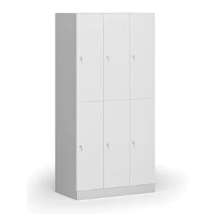 Szafka ubraniowa ze schowkami, 6 schowków, 1850 x 900 x 500 mm, zamek cylindryczny, drzwi laminowane, biała - Szafki biurowe - miniaturka - grafika 1